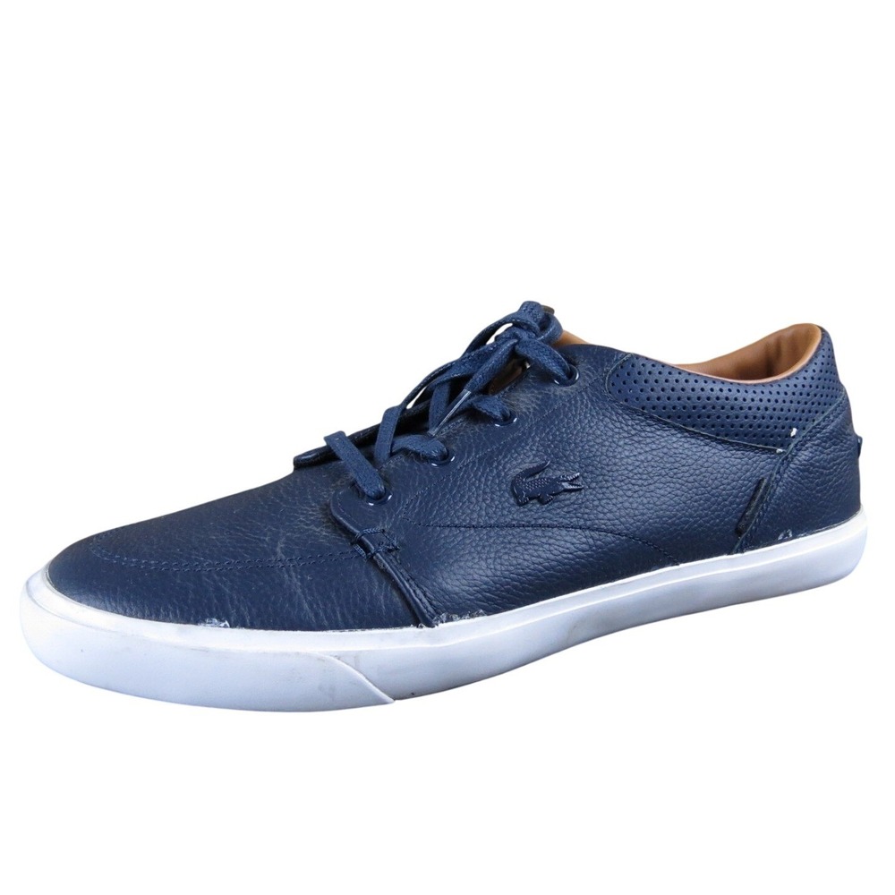 Lacoste Bayliss Vulc Prm Men 10.5 Navy Leather Sneakers Casual Comfortable